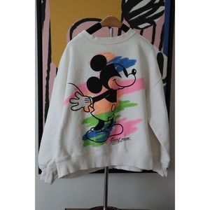 Girls 11-12 (152cm) Zara X Mickey Brush Stroke Vintage Style Sweater
